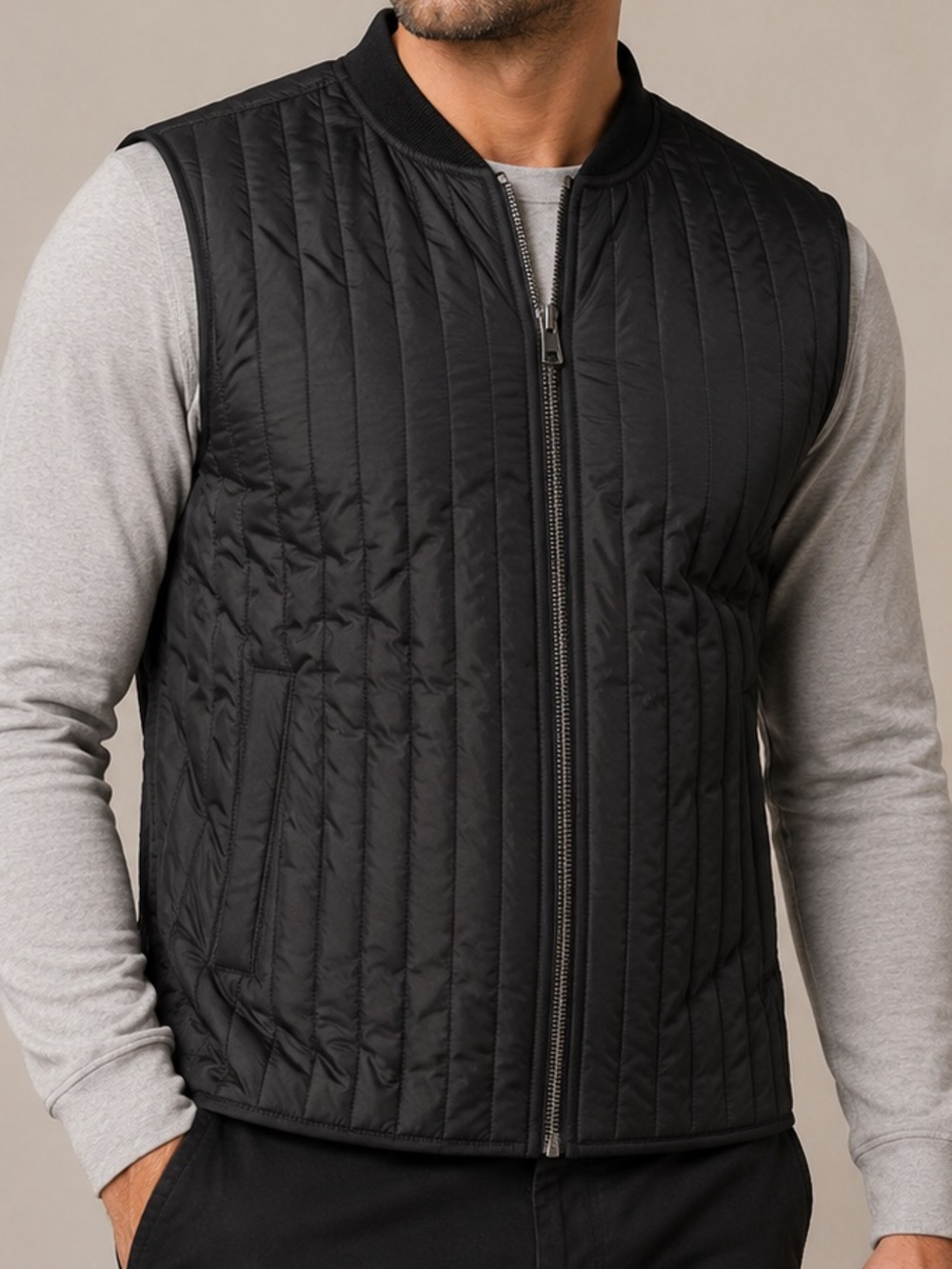 London Fog vertical quilted vest black men’s medium